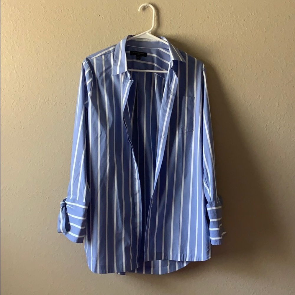 Banana Republic: Oversized Striped Button-Down Top